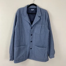 Quaker Marine Supply French Workman's Jacket XL Antique Uneven Stripe Denim