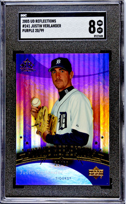2005 Upper Deck Reflections Rookies /99 Purple #241 Justin Verlander RC SP SGC 8