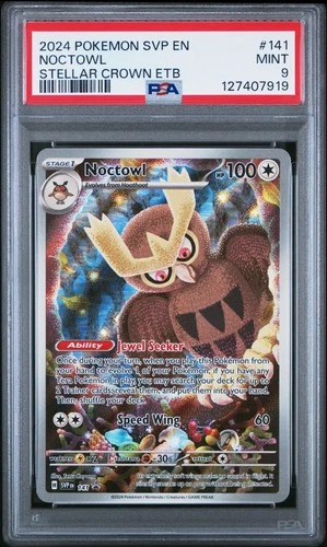 2024 POKEMON SVP EN-SV STELLAR CROWN ETB PROMO #141 NOCTOWL PSA 9