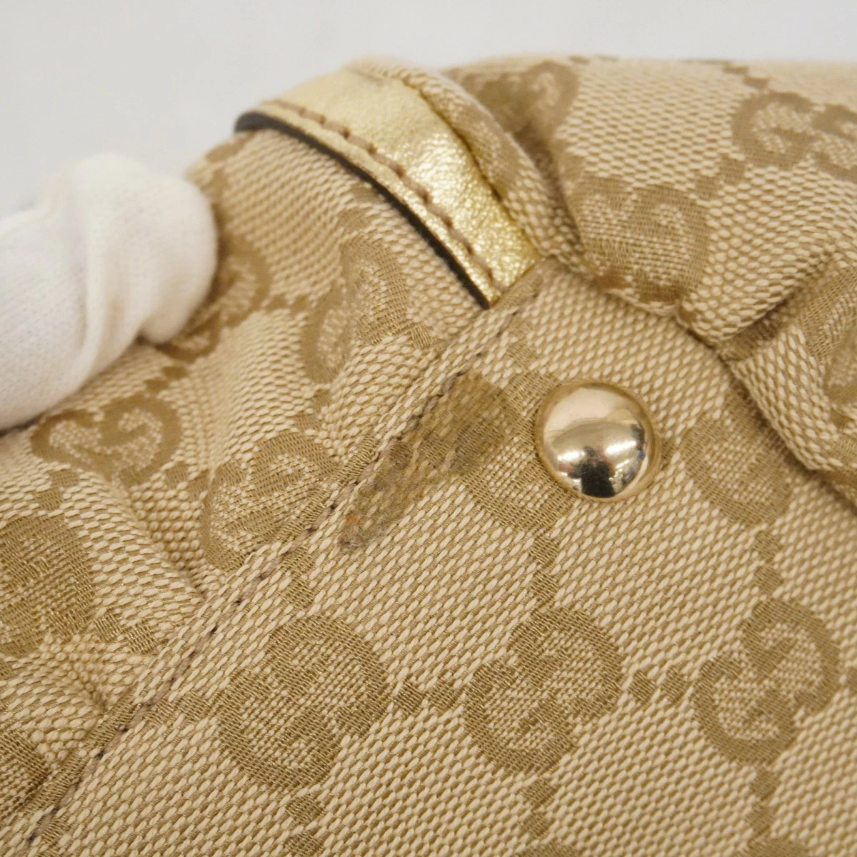 Gucci GG Canvas Abby Handbag Beige Brown Gold Logo Women's thumbnail 9