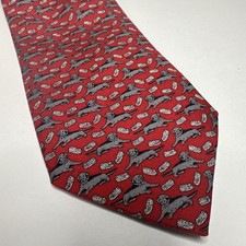 VINEYARD VINES Custom Men's Tie Red Gray Labrador Dog 100 Silk Necktie