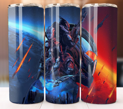 Mass Effect The Board Game Character Tumbler 20oz Skinny Cup Mug Stainless Steel