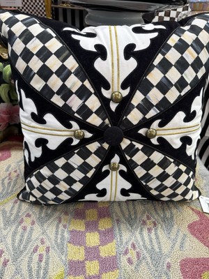 Mackenzie Childs Regiment Square Pillow black and white NEW WITH