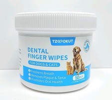 Dental Care Finger Wipes Dogs/Cats Reduces Plaque  Fresh Breath Teeth, 50ct