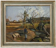 Maurice Mourlot (1906-1983) - Mid 20th Century Oil, Trout Fisherman