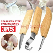 3Pcs Spoon Wood Carving Whittling Hook Knife Cutter DIY Craft Hand Tools 155mm