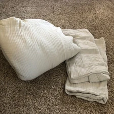 Quince Organic Airy Cotton Gauze Light teal Blue/green King Duvet with shams