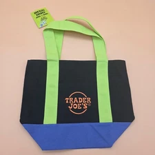 TRADER JOE'S HALLOWEEN MINI CANVAS TOTE BAG  - BLACK LIME GREEN LIMITED EDITION
