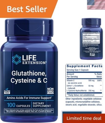 Powerful Antioxidant Formula with L-Cysteine & Vitamin C - Gluten-Free, 100 Caps