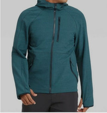 Mens Blue/Teal Woven Fleece Full-Zip Hoodie Coat Jacket Size S All in Motion