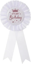 MECCANIXITY It's My Birthday Ribbon Birthday Badge Pin Tinplate Brooch Pin for W