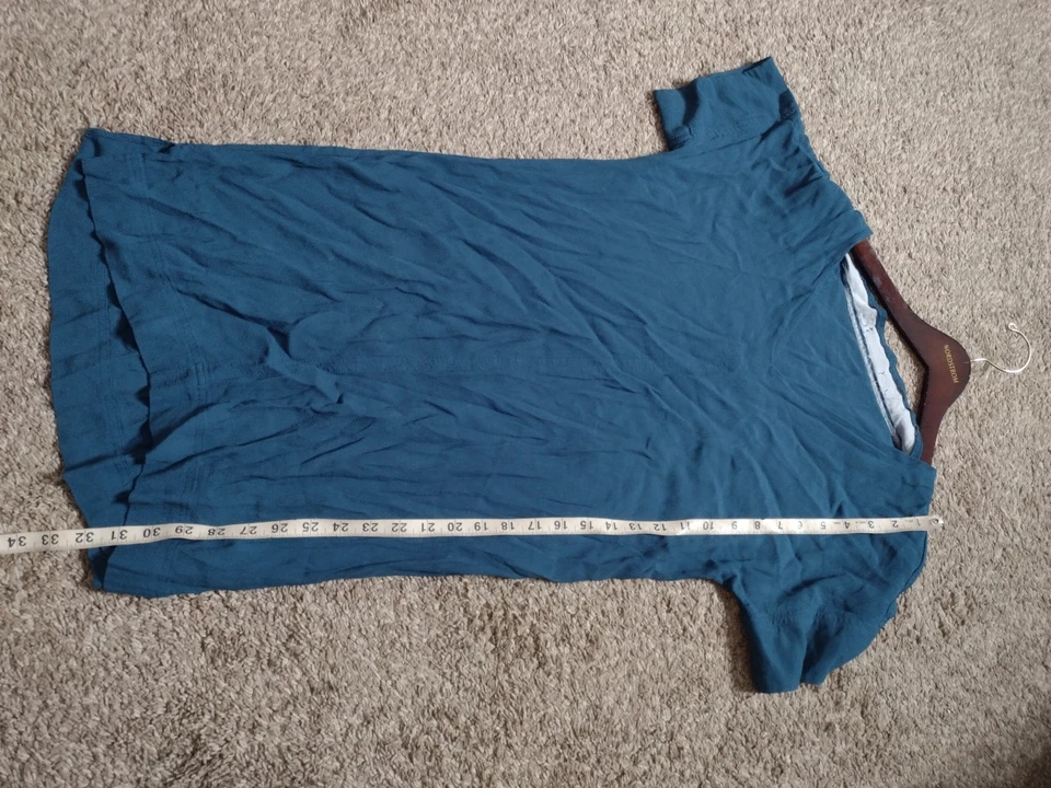 Vestido Madewell Novel Shift Túnica Pequeño Azul Cuello en V Minimalista Lagenlook A34 Foto 4 de 4