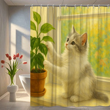 Adorable Kitten Shower Curtain for Cat Lovers' Bathroom Decor