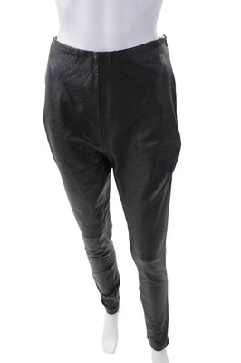 Stand Studio Women's Hook Closure Faux Leather Skinny Pants Black Size 38