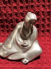 Sandy WhiteFeather Vintage Rare Collectible Figurine Navajo Indian Women Pewter