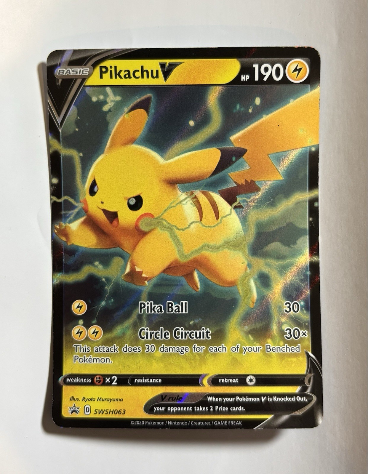 Pikachu V SWSH063 SWSH: Sword & Shield Promo Card Holo — NM Condition