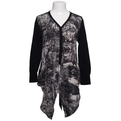 Carven, Strickjacke, Damen, Größe: L, Schwarz/Weiß, Baumwolle/Seide, Print #G41