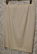 Pendleton Ivory Virgin Wool Pencil Skirt Lined Slit Petite 6 Knee Length