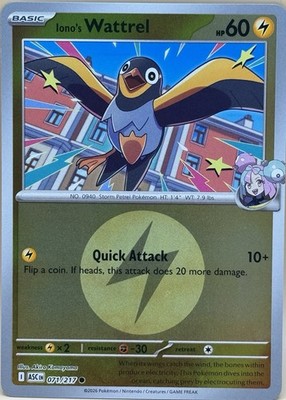 Pokémon TCG Iono's Wattrel 071/217 Reverse Holo Electric Energy Version