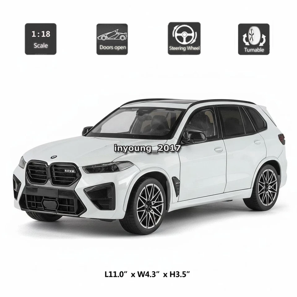 1/18 BMW X5 M Competition LCI Model Car Alloy Diecast SUV Metal Vehicles White - Image 2 of 4