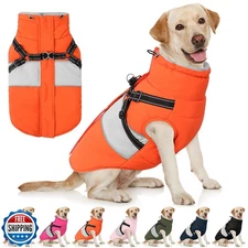 AOFITEE Dog Coat, Large Dog Jacket, Dogs Coat with Harness Built in, Reflecti