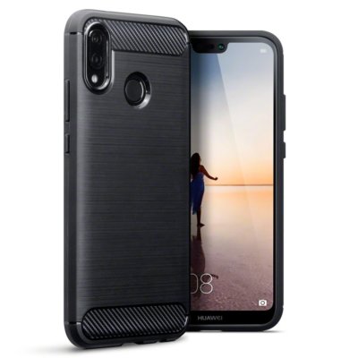 Für Huawei P20 Lite Carbon Fiber Soft Schutzhülle Stoßfest Case Cover Schwarz