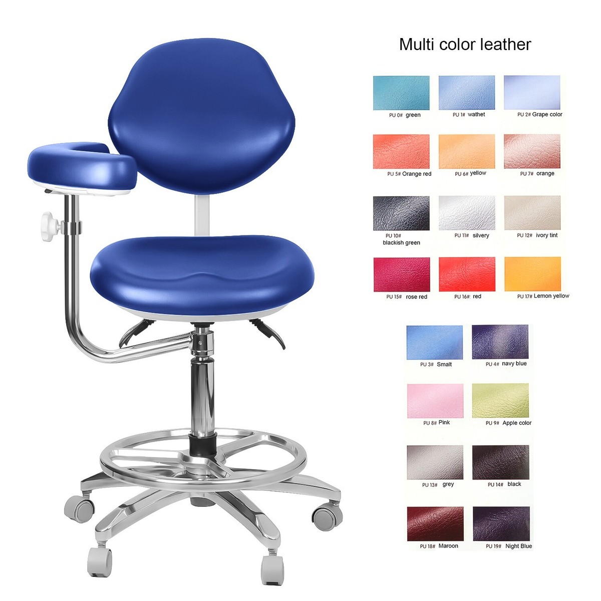 HYDTGZ Dental Chair Dentist Stool Dentist Lift Swivel Chair Hospital Nurse Assistant Stool Doctor Chair Beauty Stool Adjustable Height,A4