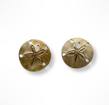 14k Gold Sand Dollar Stud Earrings