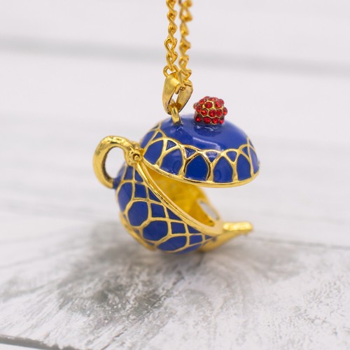 Purple and Gold Teapot Necklace - Cute, Locket Style - Coffee, Tea, Cute Gift - Picture 3 of 11