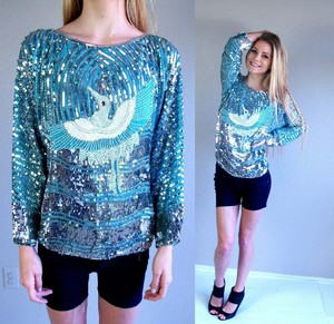 aqua sequin top