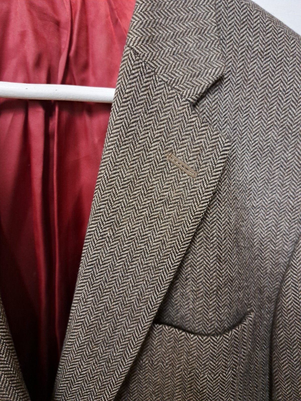 Giacca blazer Chester Barrie cashmere UK 40 corta grigia spina di pesce Savile Fila