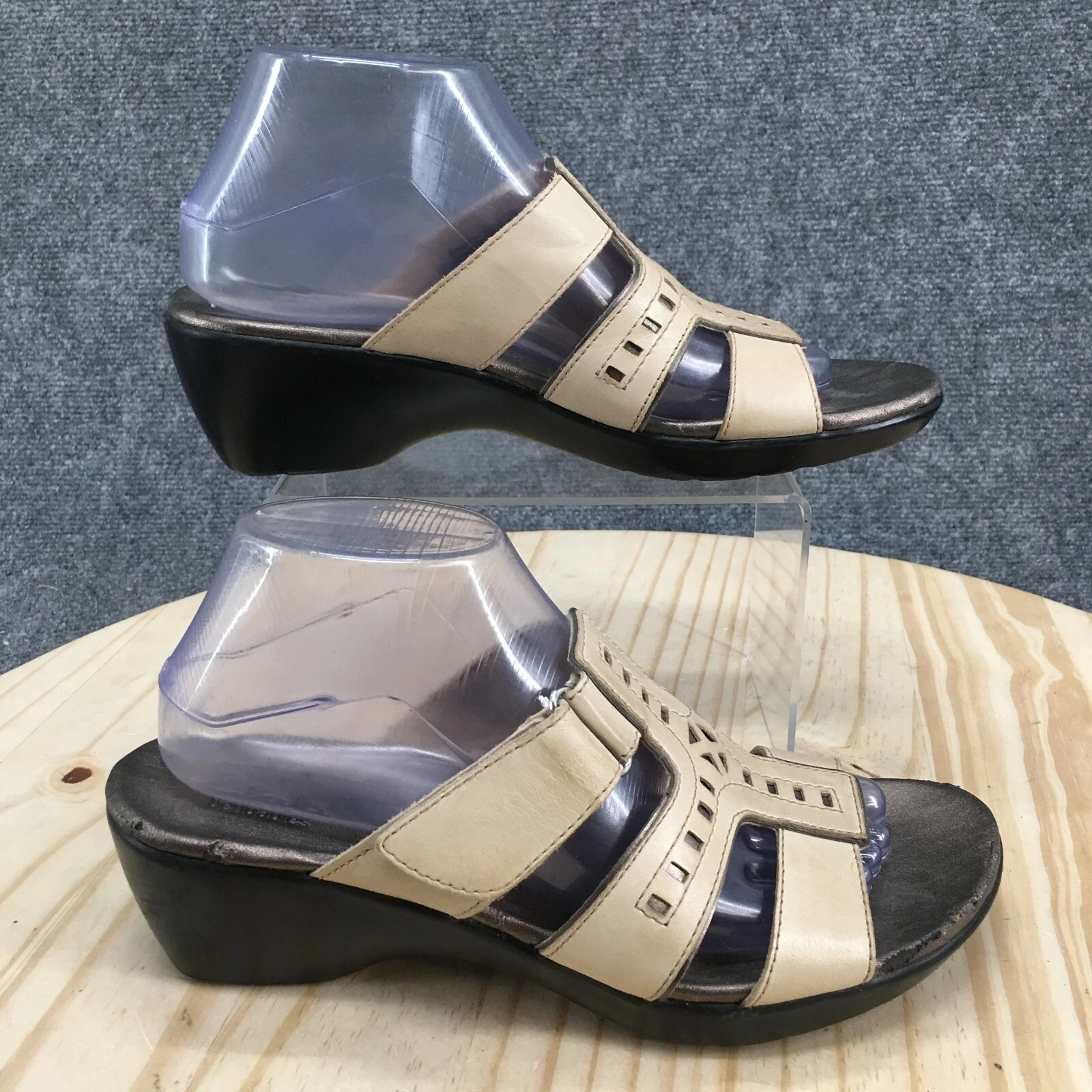 Sandali Clarks Bendables donna 9 M slip on slide pelle panna casual punta aperta