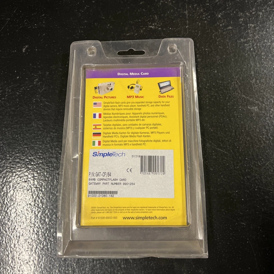 SimpleTech STI-CF/64 Digital Media CompactFlash Card 64MB Compact Flash NEW - Image 2 of 3