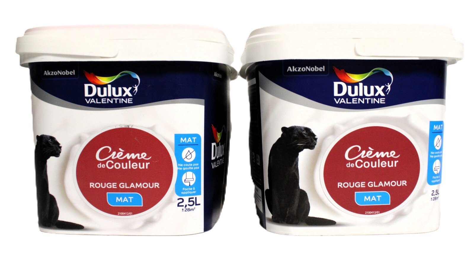 Peinture Mat Dulux Valentine Rouge Glamour lot de 2 pots de 2,5L