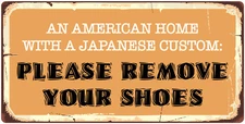 808HS An American Home With Japanese Custom 5"x10" Aluminum Hanging Sign
