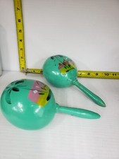 Handmade Maracas Shakers From Mexico, Teal, Qty 2