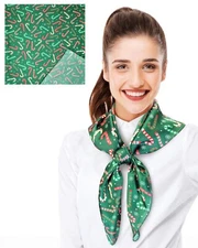 Women Christmas Candycane 35" x 35" Square Silk-Feeling Lightweight Scarf