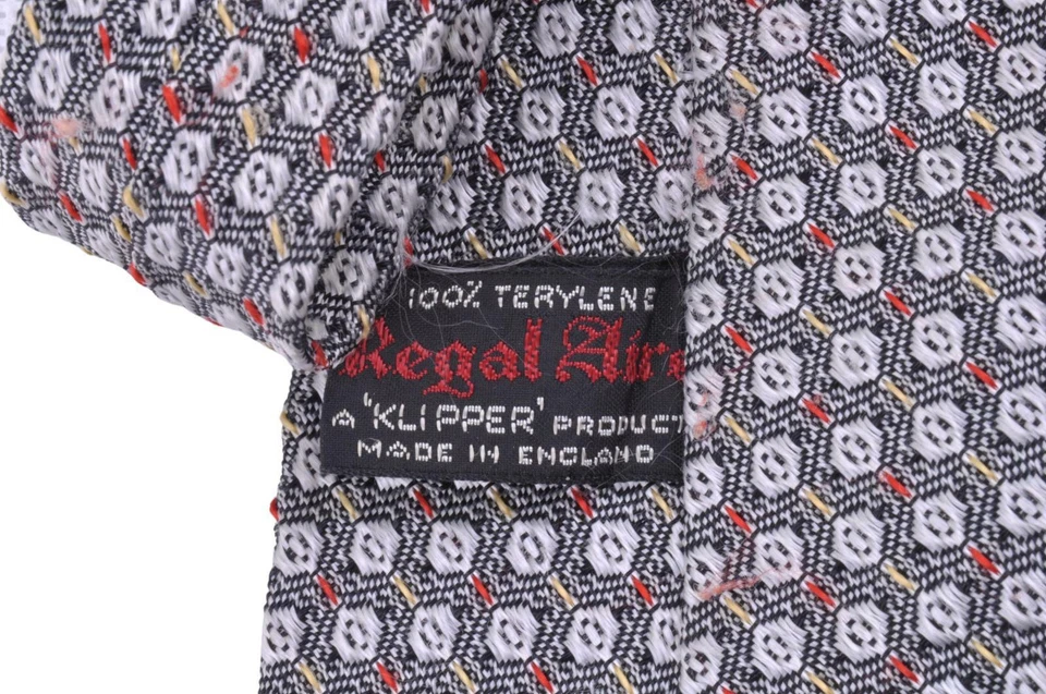 ВИНТАЖНЫЙ 60-х териленовый узкий галстук 1960-х годов с серебряным бриллиантовым узором мод галстук - Изображение 4 из 4