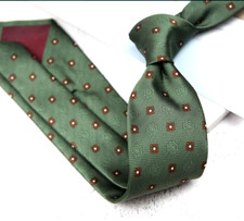 New Classic Polka Dot Brown Green JACQUARD WOVEN 100 Silk Men's Necktie Tie