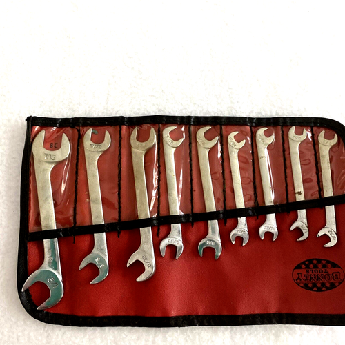 VINTAGE BONNEY 9 PIECE WRENCH SET WITH ROLL POUCH TO 1 eBay