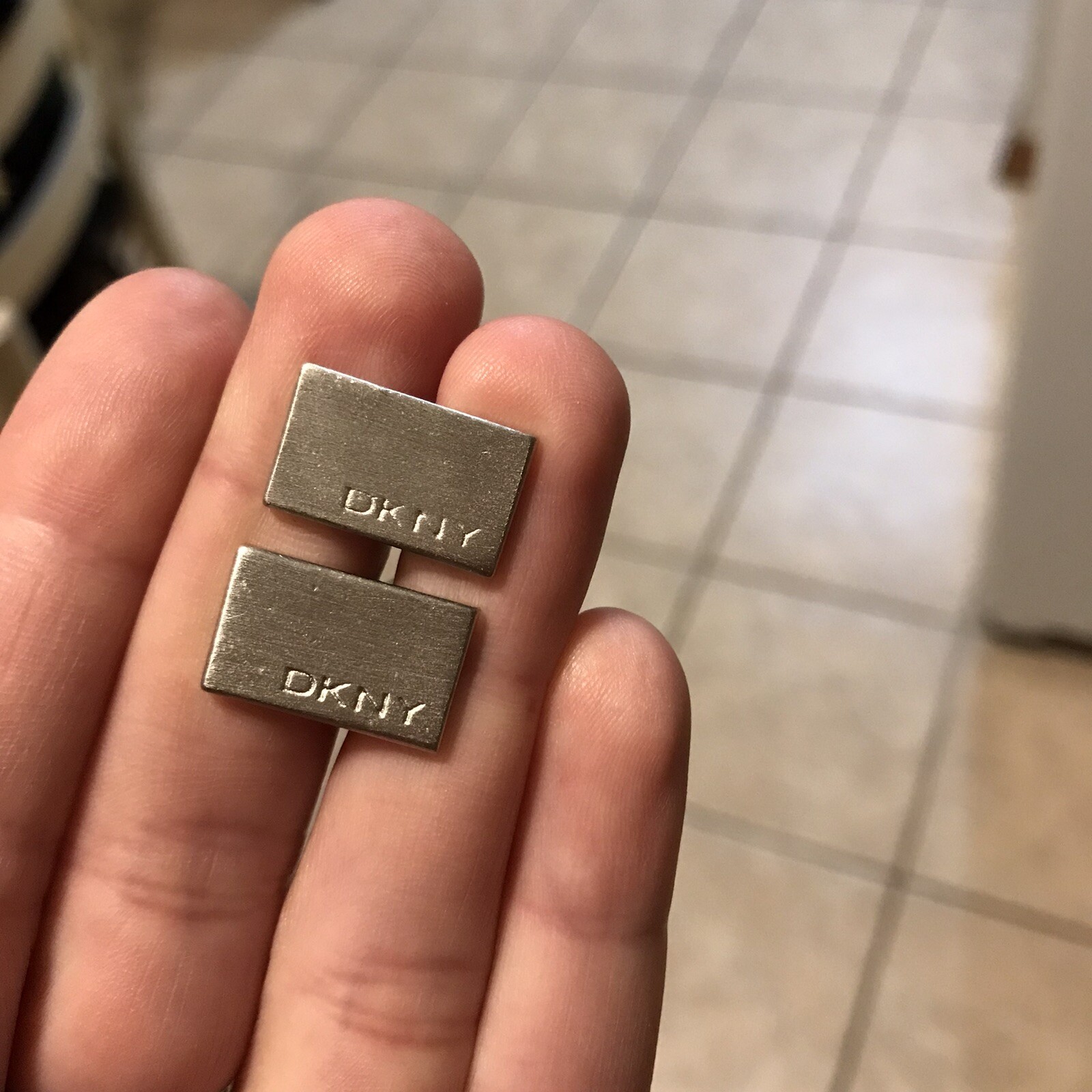 Vintage DKNY Silver Cufflinks Rectangular French … - image 4