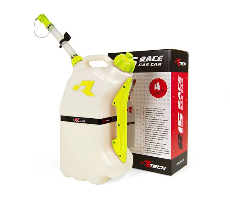 Bidon Carburant 15 Litres RACETECH Cross Enduro Motard Kart Auto Bouchon Jaune - Photo 1/1