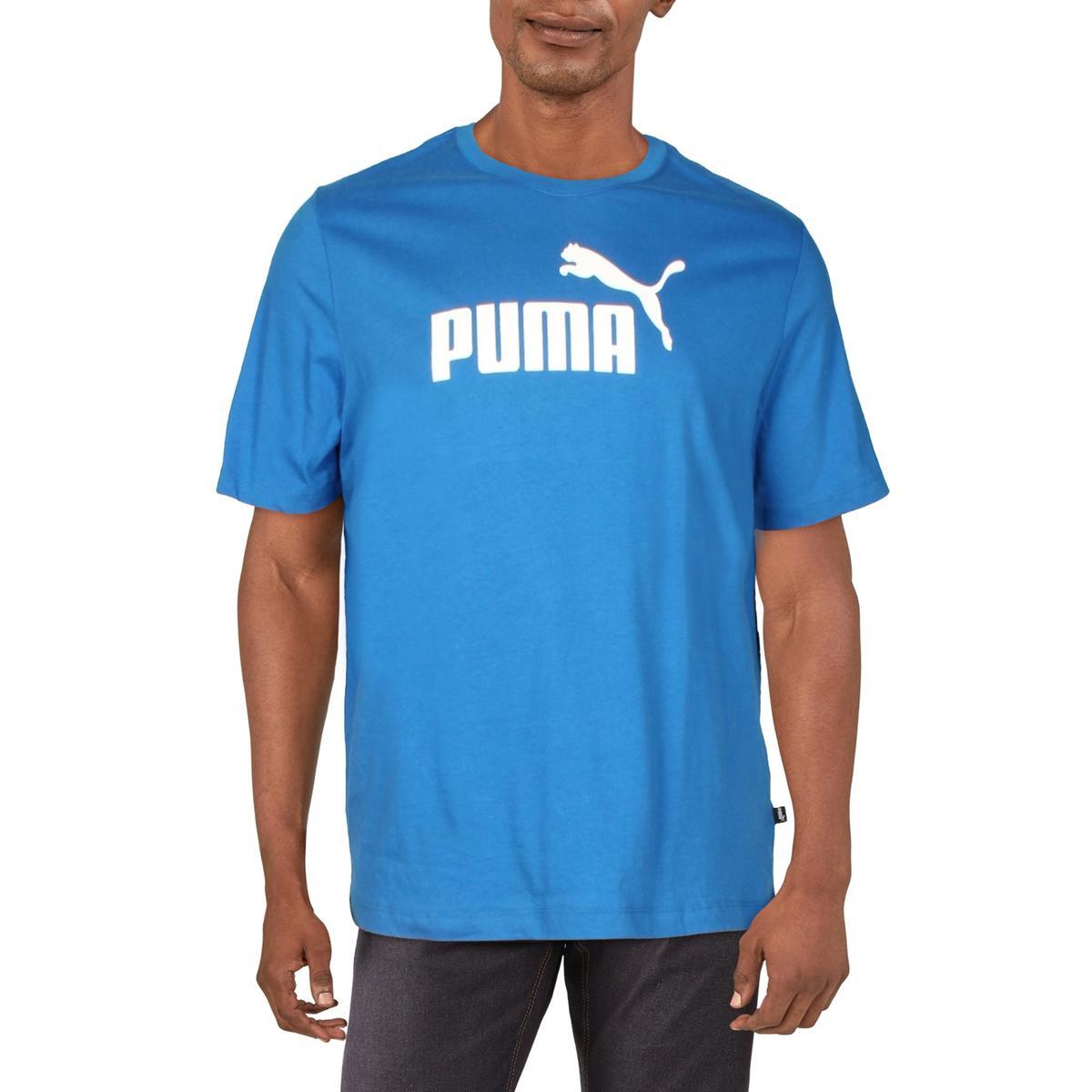 Мужская футболка с синим логотипом Puma с короткими рукавами и круглым вырезом XXL BHFO 2066