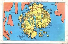 Map Mt Desert Island Maine Me Mcfarland Mt Bar Harbor Hio Hill Vintage Postcard
