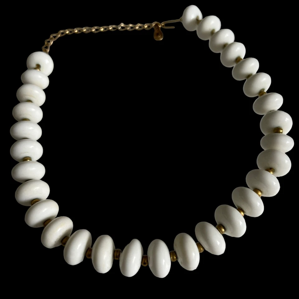 Gargantilla con cuentas de 15" espaciador tono lucite y dorado blanco extensor de cadena de 3" Foto 4 de 4