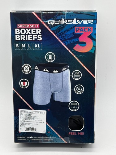 NEW 3 PACK MEN'S QUICKSILVER SUPER SOFT BOXER BRIEFS FLY FRONT S/M/L TAG FREE - Picture 11 of 27