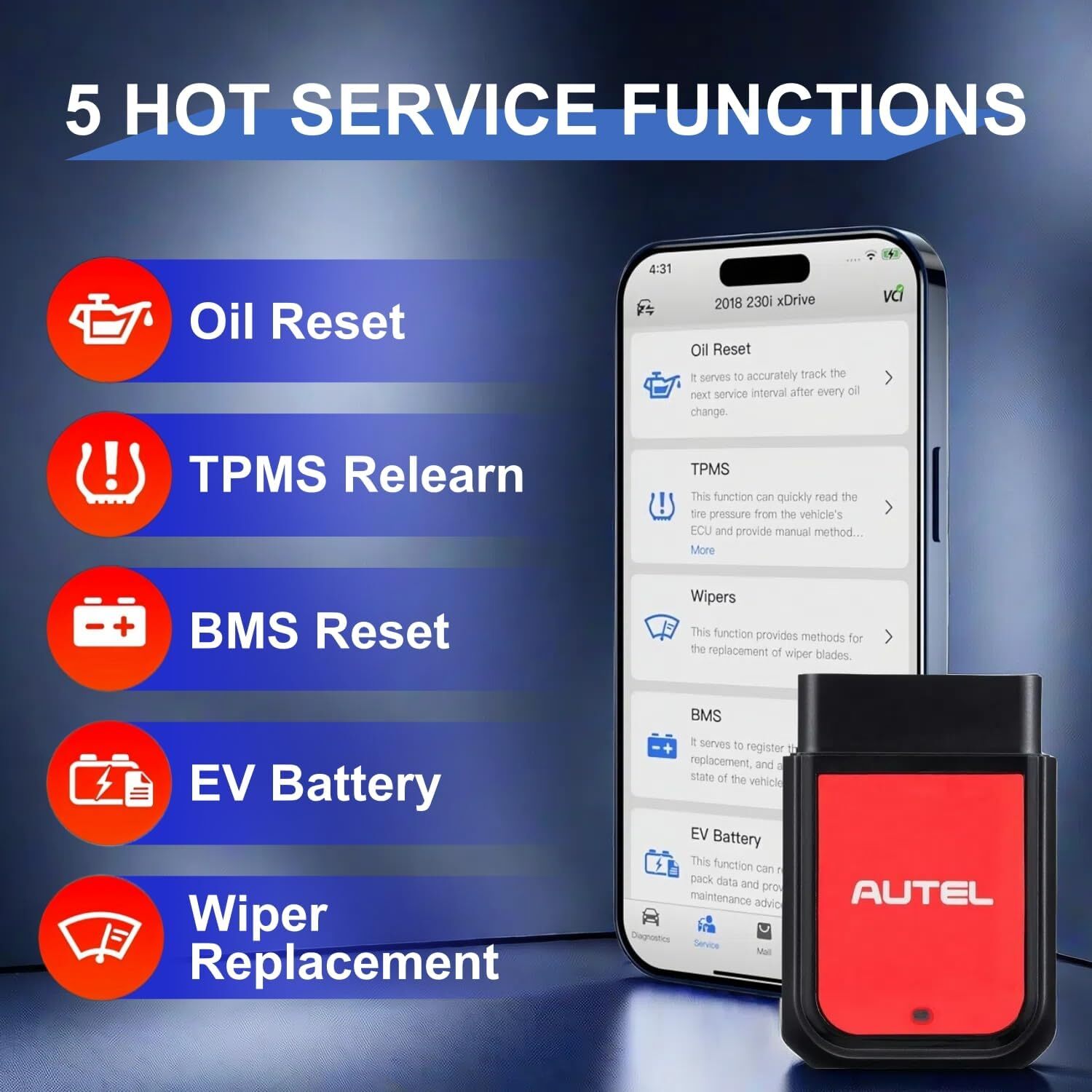 Autel MaxiAP AP2500 OBD2 Scanner Dongle Wireless Bluetooth Diagnostic Tool Code