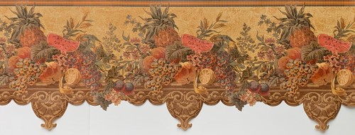 Raymond Waites Georgian Garden Scalloped Vintage Fruits Kitchen Wallpaper Border - Picture 5 of 5