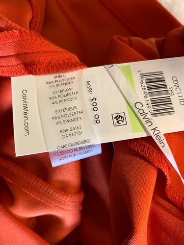 New Calvin Klein Elegant Orange Crepe Tulip Short Sleeve Sheath Dress size 6 - Picture 9 of 9