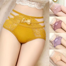 Women's Underwear Lace High Waist Panties Bow Floral Mesh Comfort Sheer Briefs  
